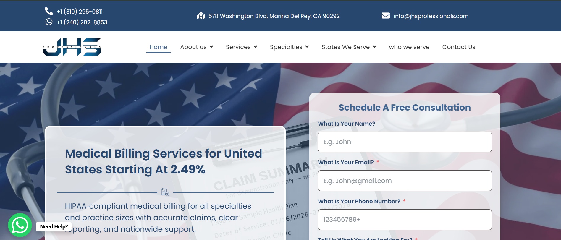 JHS Professionals — Medical Billing & RCM Platform case study for JHS Professionals